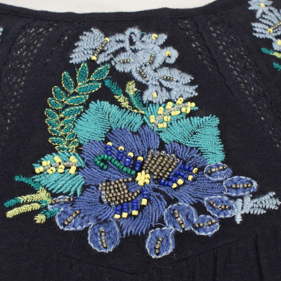 Fast Times Embroidered Cotton Cold Shoulder Top XS - Picture 4 of 7
